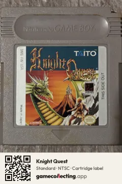 Knight Quest Game Boy, NTSC cartridge label