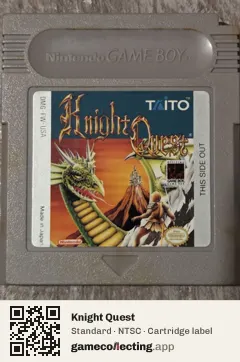 Knight Quest Game Boy, NTSC cartridge label