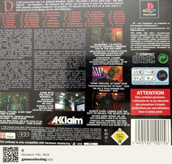 D PlayStation, PAL box back