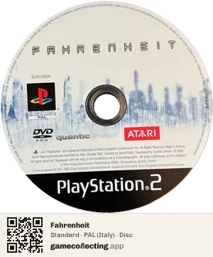 Fahrenheit PlayStation 2, PAL disc