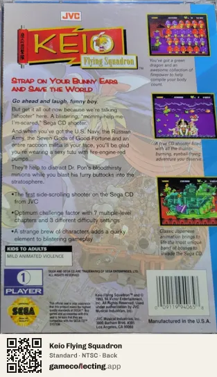 Keio Flying Squadron Sega Mega-CD / Sega CD, NTSC box back