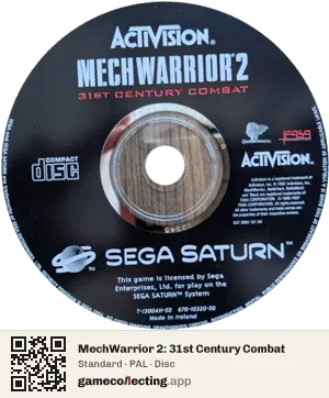 MechWarrior 2: 31st Century Combat Sega Saturn, PAL disc