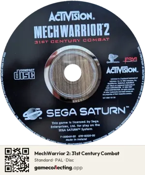 MechWarrior 2: 31st Century Combat Sega Saturn, PAL disc