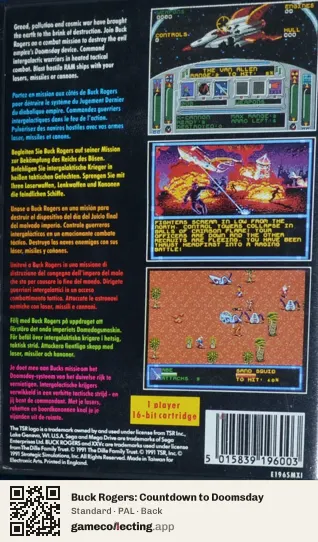 Buck Rogers: Countdown to Doomsday Sega Mega Drive / Genesis, PAL box back