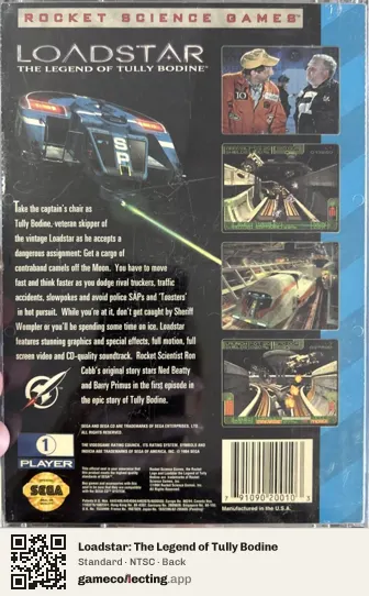 Loadstar: The Legend of Tully Bodine Sega Mega-CD / Sega CD, NTSC box back