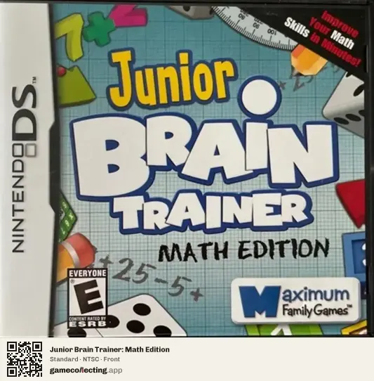Junior Brain Trainer: Math Edition Nintendo DS, NTSC box front
