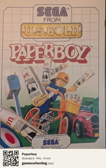 Paperboy Sega Master System, PAL box front