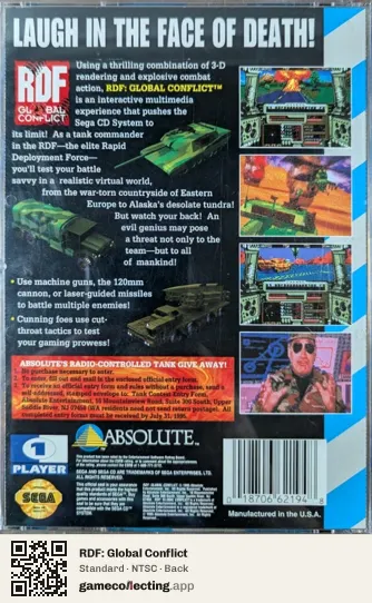 RDF: Global Conflict Sega Mega-CD / Sega CD, NTSC box back