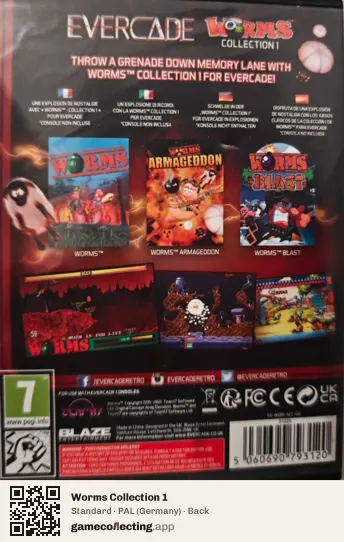 Worms Collection 1 Evercade, Germany box back