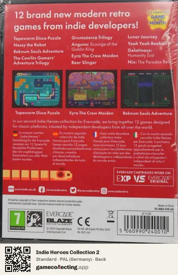 Indie Heroes Collection 2 Evercade, Germany box back