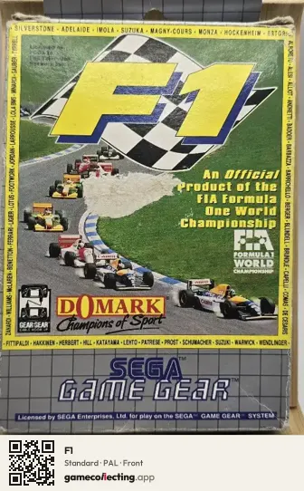 F1 Sega Game Gear, PAL box front