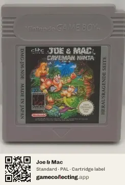 Joe & Mac Game Boy, PAL cartridge label