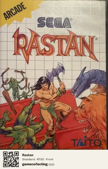 Rastan Sega Master System, NTSC box front