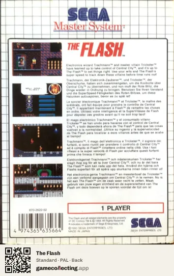 The Flash Sega Master System, PAL box back
