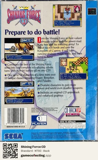 Shining Force CD Sega Mega-CD / Sega CD, NTSC box back