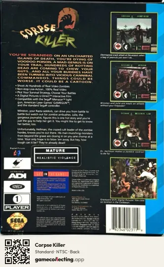 Corpse Killer Sega Mega-CD / Sega CD, NTSC box back