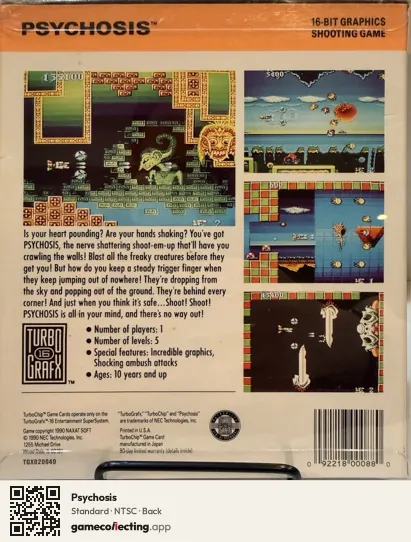 Psychosis TurboGrafx-16, NTSC box back