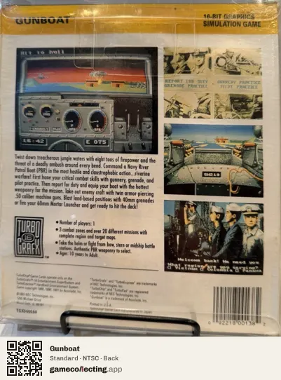 Gunboat TurboGrafx-16, NTSC box back