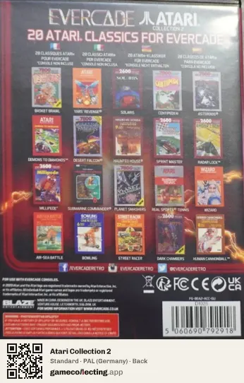 Atari Collection 2 Evercade, Germany box back