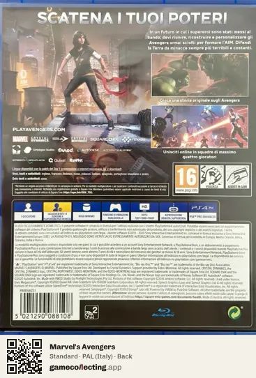 Marvel's Avengers PlayStation 4, Italy box back