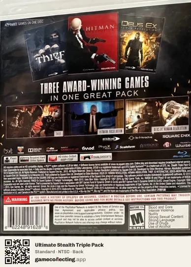 Ultimate Stealth Triple Pack PlayStation 3, NTSC box back