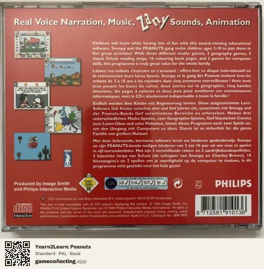 Yearn2Learn: Peanuts Philips CD-i, PAL box back
