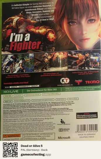 Dead or Alive 5 Xbox 360, Germany box back