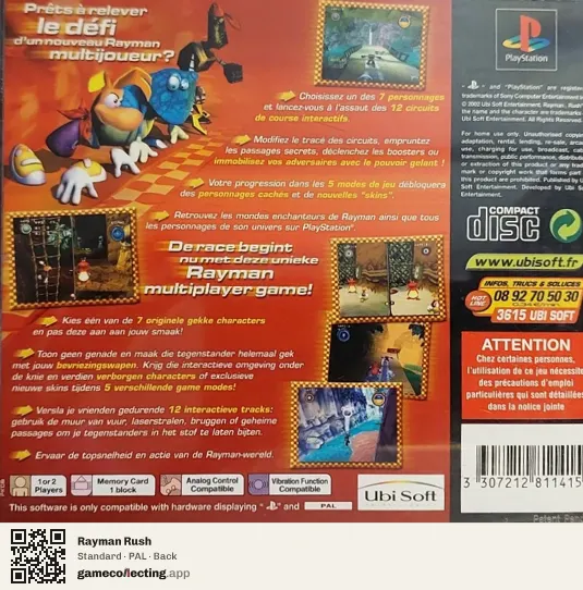 Rayman Rush PlayStation, PAL box back