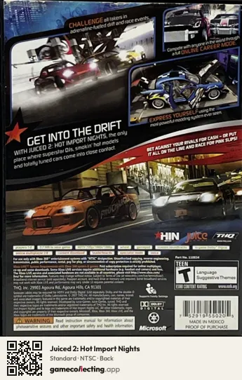 Juiced 2: Hot Import Nights Xbox 360, NTSC box back