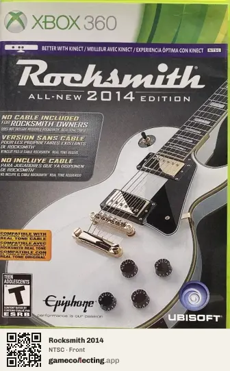 Rocksmith 2014 Xbox 360, NTSC box front