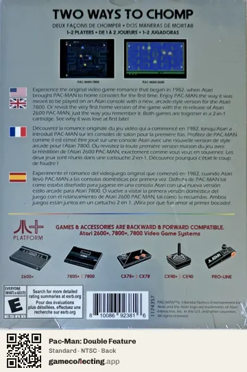 Pac-Man: Double Feature Atari 7800, NTSC box back