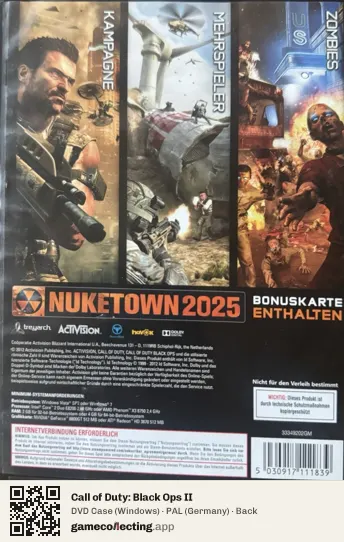 Call of Duty: Black Ops II Computer, Germany box back