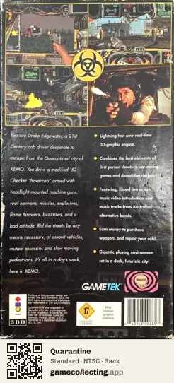 Quarantine 3DO Interactive Multiplayer, NTSC box back