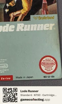 Lode Runner Nintendo Entertainment System, NTSC cartridge label