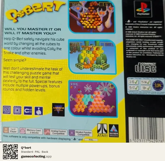 Q*bert PlayStation, PAL box back