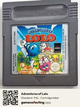 Adventures of Lolo Game Boy, PAL cartridge label