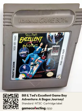 Bill & Ted's Excellent Game Boy Adventure: A Bogus Journey! Game Boy, NTSC cartridge label