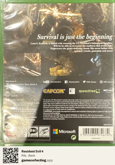Resident Evil 4 Xbox Series X, PAL box back