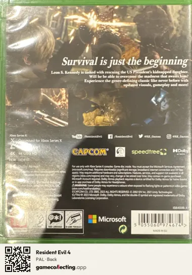 Resident Evil 4 Xbox Series X, PAL box back
