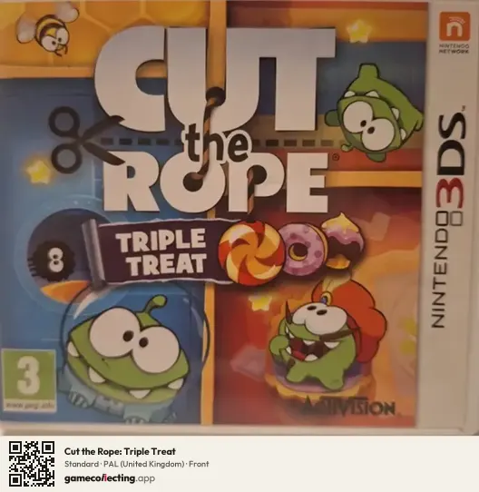 Cut the Rope: Triple Treat Nintendo 3DS, United Kingdom box front