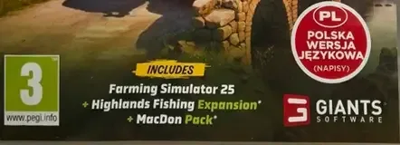 Farming Simulator 25, the PEGI square on its front