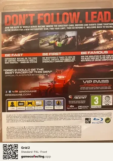 Grid 2 PlayStation 3, PAL box front