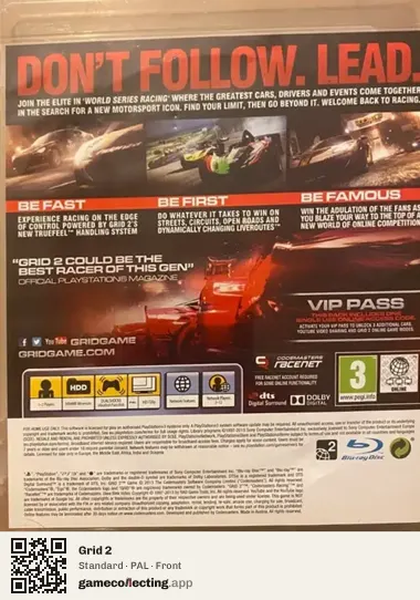 Grid 2 PlayStation 3, PAL box front