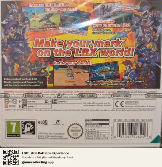 LBX: Little Battlers eXperience Nintendo 3DS, United Kingdom box back