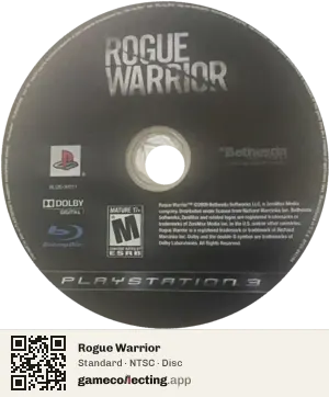 Rogue Warrior PlayStation 3, NTSC disc