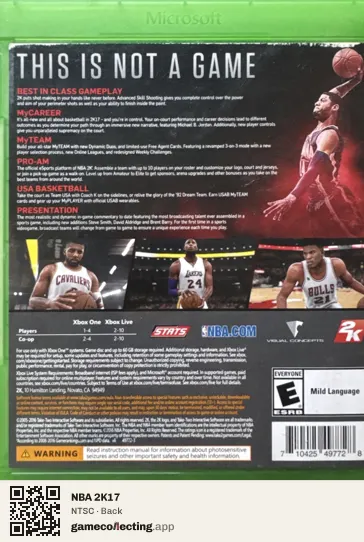 NBA 2K17 Xbox One, NTSC box back