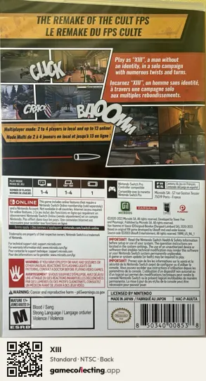 XIII Nintendo Switch, NTSC box back