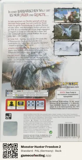Monster Hunter Freedom 2 PlayStation Portable, Germany box back