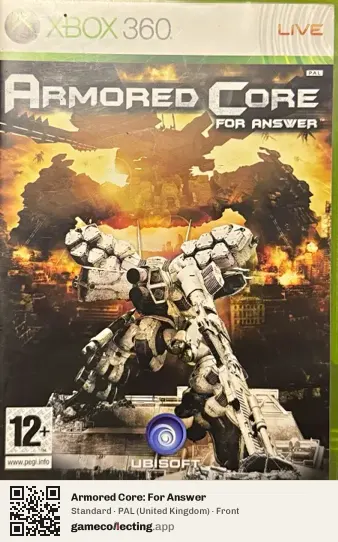 Armored Core: For Answer Xbox 360, United Kingdom box front