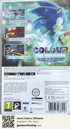 Sonic Colors: Ultimate Nintendo Switch, PAL box back